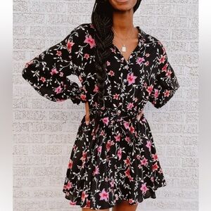 Free People Lighten Up Black Floral Dress - Size M - NWT